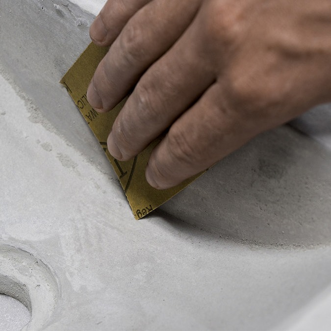 Arezzo Stone Wall Hung Dusk Grey Basin with Up-Stand (400 x 350mm) 3 Tap Hole - Image 2