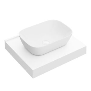 Arezzo Stone Resin Floating Basin Shelf incl. Curved Rectangular Basin - 600mm Wide