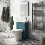 Arezzo Matt Teal Green 2-In-1 Wash Basin & Toilet (500mm Wide x 300mm) incl. Chrome Flush
