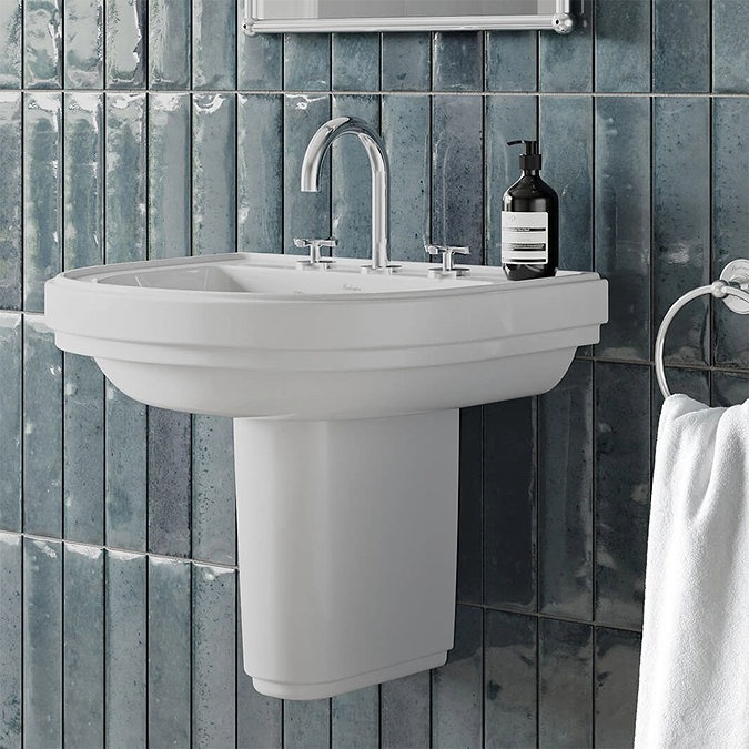 Burlington Riviera 580mm D-Shape Basin + Semi Pedestal - Image 2
