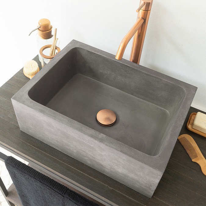 Arezzo Stone Natural Concrete Rectangular Counter Top Basin (450 x 320mm) - Image 3