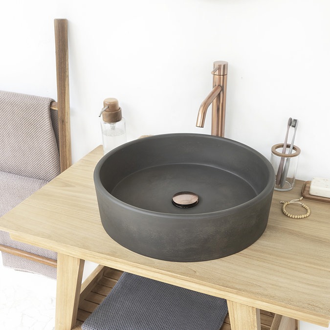 Arezzo Stone Dusk Grey Round Counter Top Basin - 405mm Diameter - Image 3