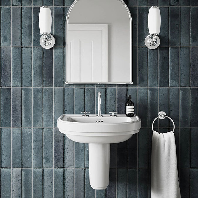 Burlington Riviera 650mm D-Shape Basin + Semi Pedestal - Image 3