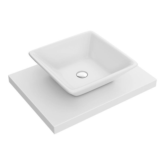 600 x 450mm White Shelf with Lazio Basin