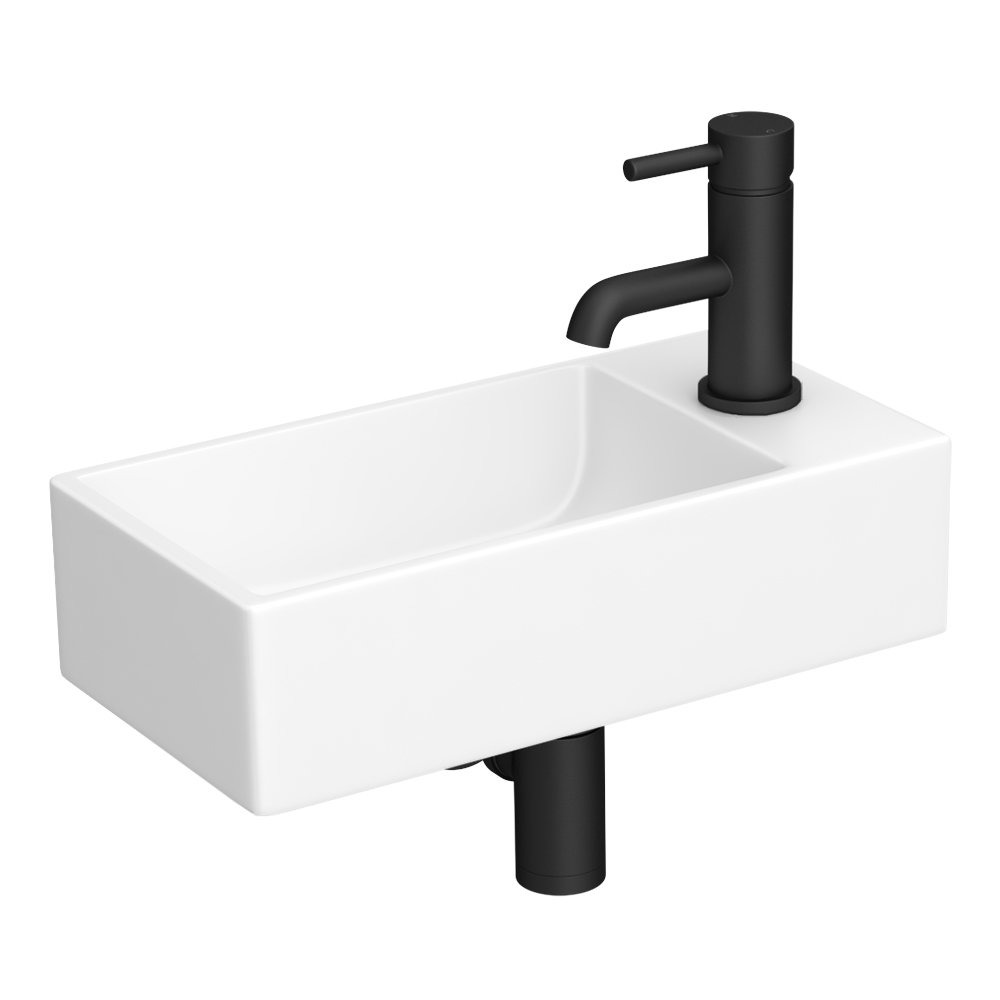 Arezzo 400 x 220mm Rectangular Wall Hung Cloakroom Basin Matt White - Image 3