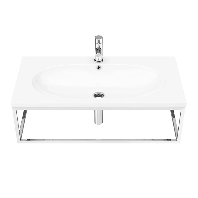 Arezzo 900 Wall Hung Basin with Chrome Towel Rail Frame - Image 3