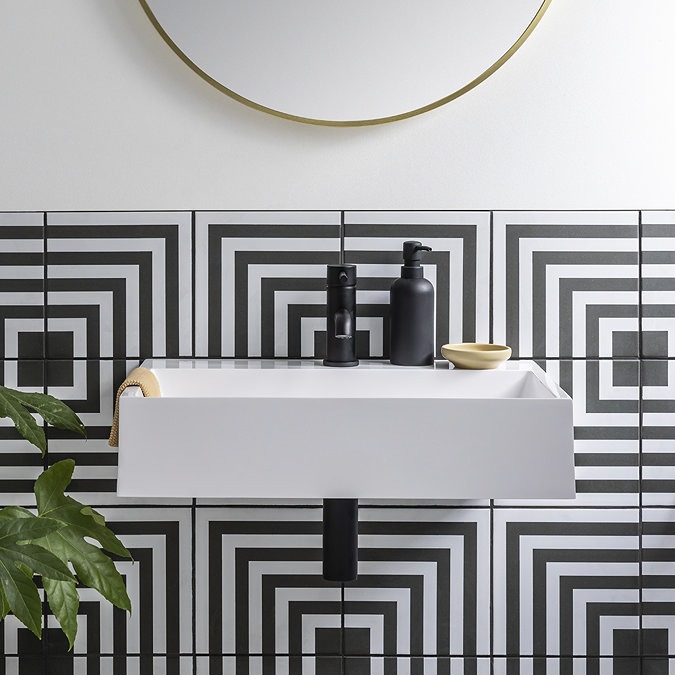 Arezzo 600mm Wall Mounted / Countertop Stone Resin Basin with Hidden Waste Cover - Image 2