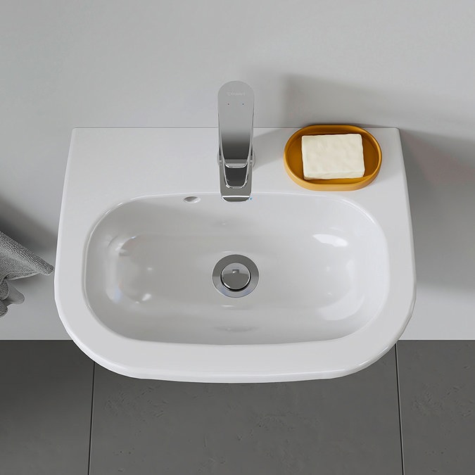 Duravit D-Code 450mm 1TH Handrinse Basin + Semi Pedestal - Image 4