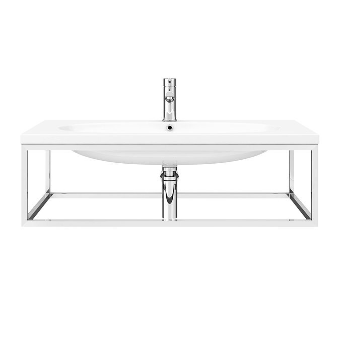 Arezzo 900 Wall Hung Basin with Chrome Towel Rail Frame - Image 4