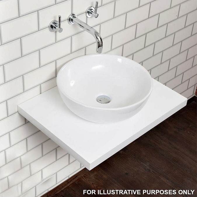 600 x 450mm White Shelf with Miami Basin - Image 3