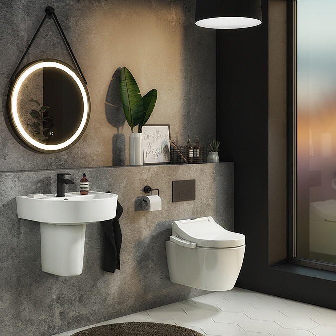 Bianco Wall Hung Smart Toilet with Bidet Wash Function, Heated Seat + Dryer - Image 2