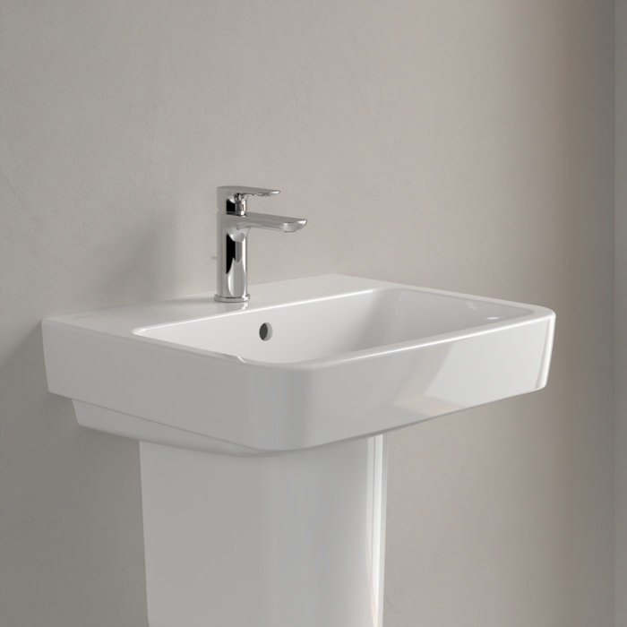 Villeroy and Boch O.novo Square 1TH Washbasin + Semi Pedestal - Image 2