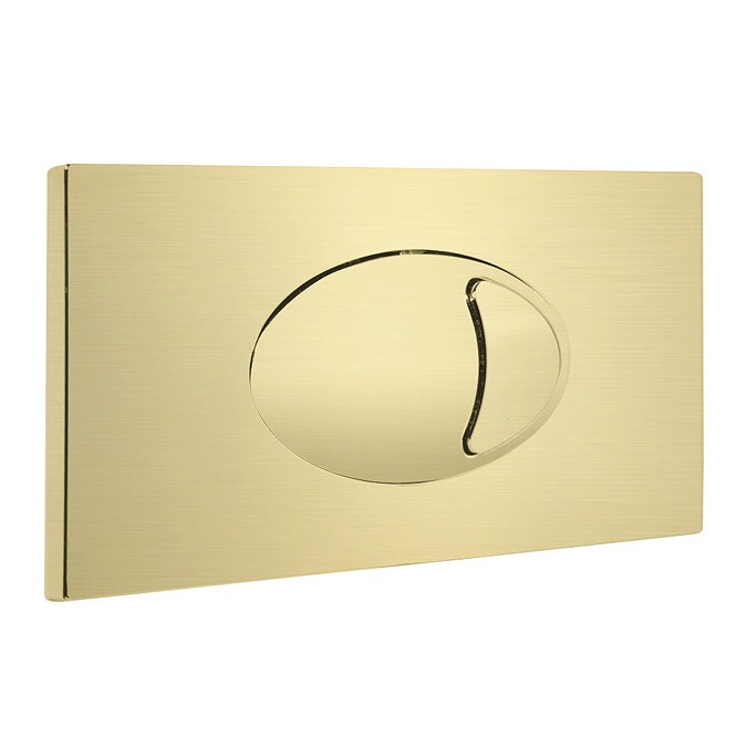 Brooklyn White Gloss Combined Two-In-One Wash Basin, Toilet & Brushed Brass Flush Plate (500mm wide x 300mm) - Image 4