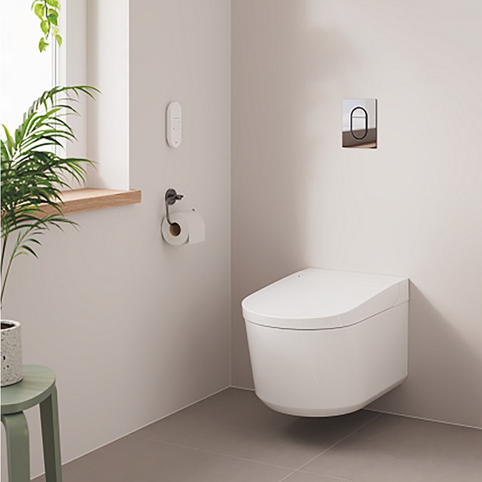 Grohe Rapid SLX 1.13m Frame & Sensia Wall Hung Shower Toilet with Chrome Arena Cosmopolitan Flush Plate - Image 2