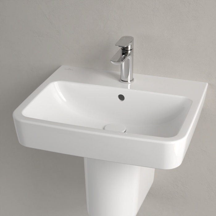 Villeroy and Boch O.novo Square 1TH Washbasin + Semi Pedestal - Image 3