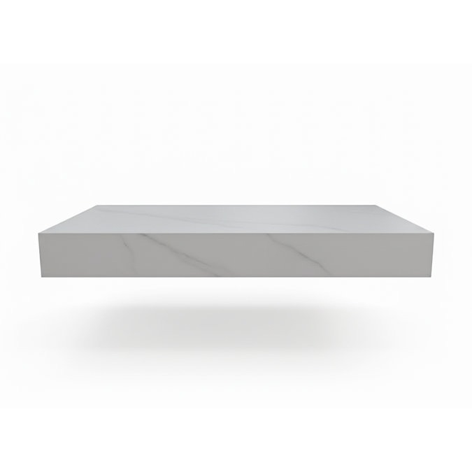 Arezzo 800mm Wall Hung Basin & Shelf Set - White Marble Sintered Stone - Image 6