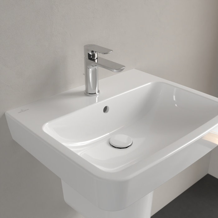Villeroy and Boch O.novo Square 1TH Washbasin + Semi Pedestal - Image 5