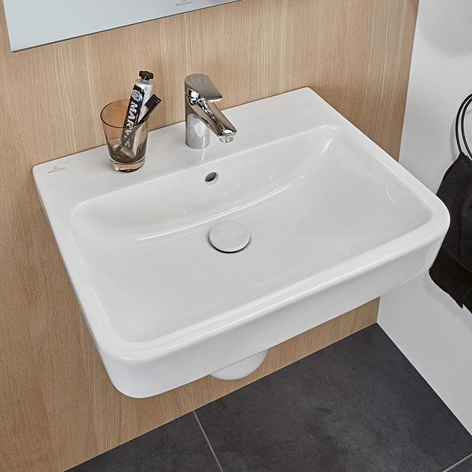 Villeroy and Boch O.novo Square 1TH Washbasin + Semi Pedestal - Image 6