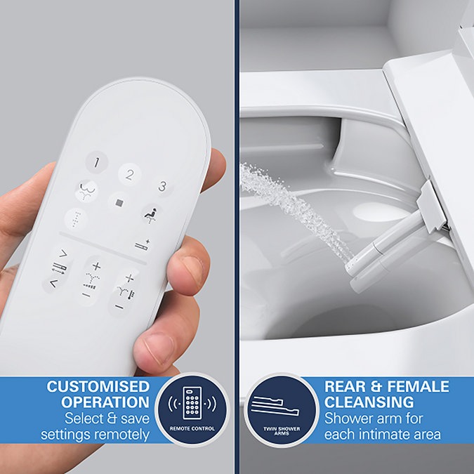Grohe Rapid SLX 1.13m Frame & Sensia Wall Hung Shower Toilet with Chrome Arena Cosmopolitan Flush Plate - Image 8
