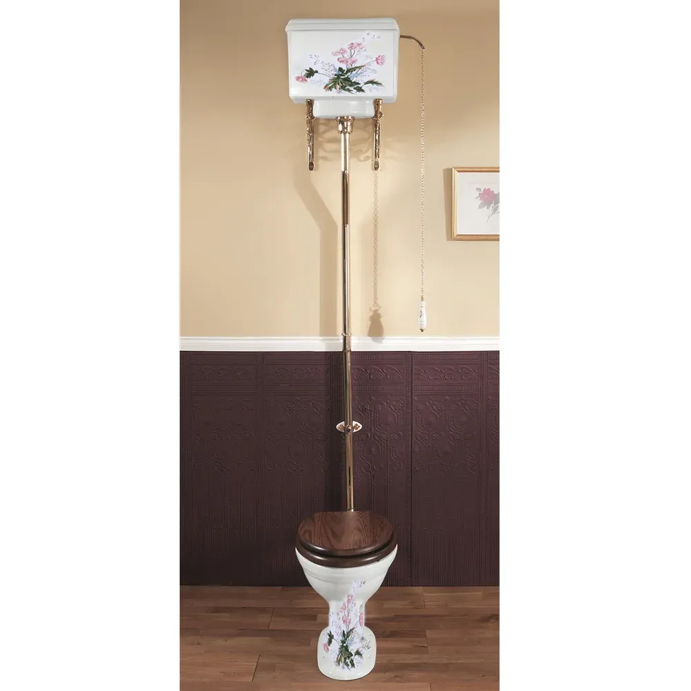 Silverdale Victorian Garden Pattern High Level Toilet - Excludes Seat Chrome Fittings