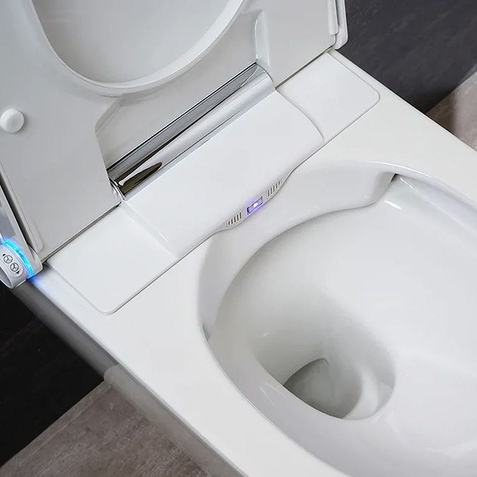 Cruze Wall Hung Smart Toilet + Compact Top/Front Flush Toilet Frame with Chrome Flush - Square Buttons - Image 9