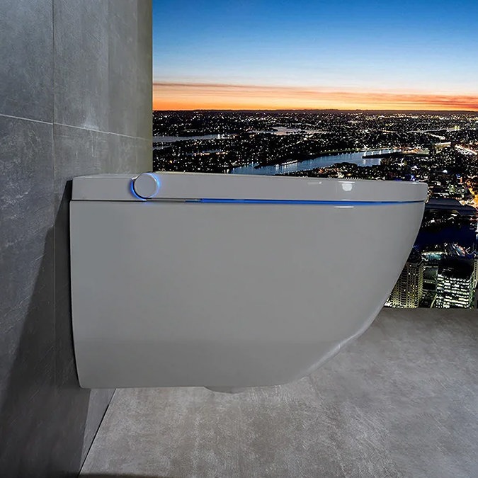 Cruze Wall Hung Smart Toilet + Compact Top/Front Flush Toilet Frame with Chrome Flush - Square Buttons - Image 11