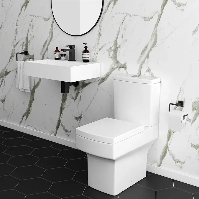 Arezzo 500mm Wall Mounted / Countertop Stone Resin Basin with Hidden Waste Cover - Image 3