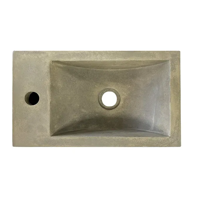 Arezzo Stone Wall Hung Natural Concrete Cloakroom Basin (400 x 230mm) 1 Tap Hole - Image 5