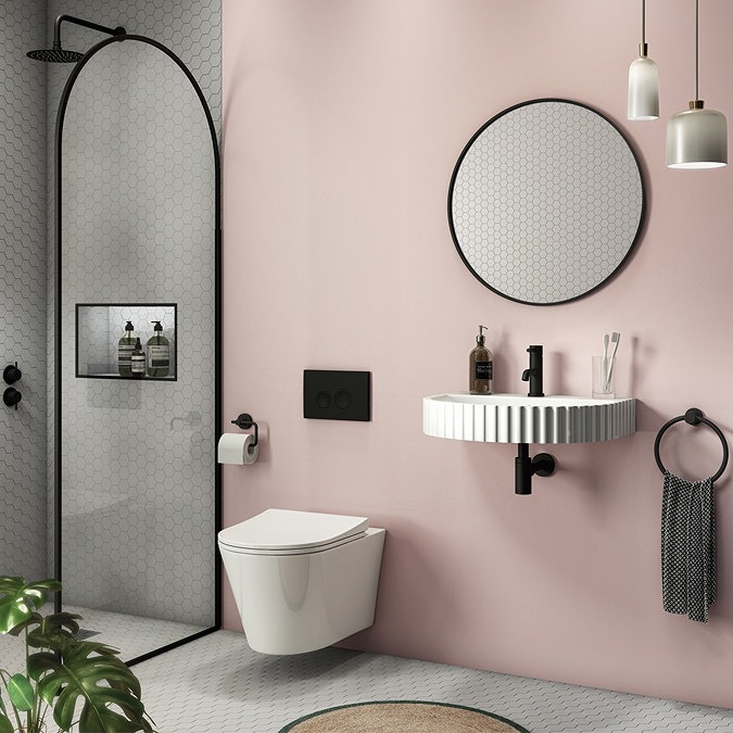 Arezzo D Shaped Fluted Wall Mounted Stone Resin Basin 1TH (554 x 437mm) - Image 2