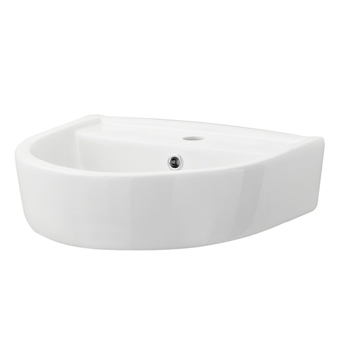 Arezzo Curved Wall Hung Cloakroom Basin (420mm Wide - Gloss White) - Image 2