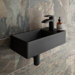 Arezzo 400 x 220mm Rectangular Wall Hung Cloakroom Basin Matt Black