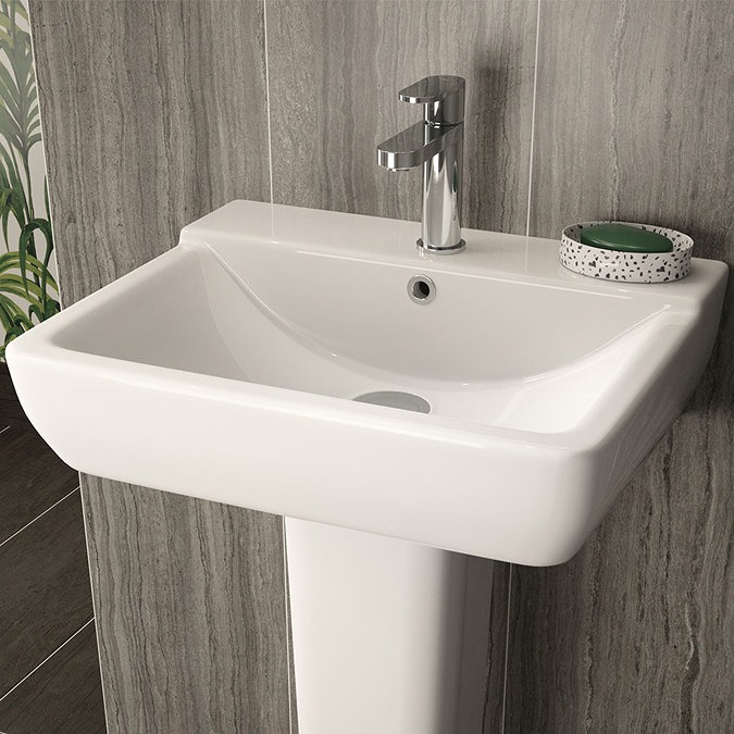 Hudson Reed Arlo 550mm 1TH Basin + Semi Pedestal - Image 2