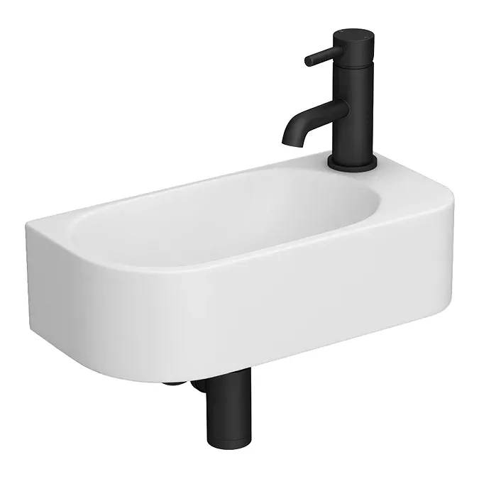 Arezzo 400 x 215mm Curved Wall Hung Cloakroom Basin - Matt White - Image 3