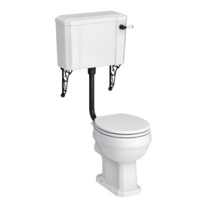 Chatsworth Traditional Low Level Toilet with Wall Brackets - Excludes Seat - Matt Black