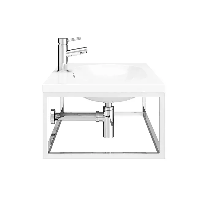 Arezzo 900 Wall Hung Basin with Chrome Towel Rail Frame - Image 5