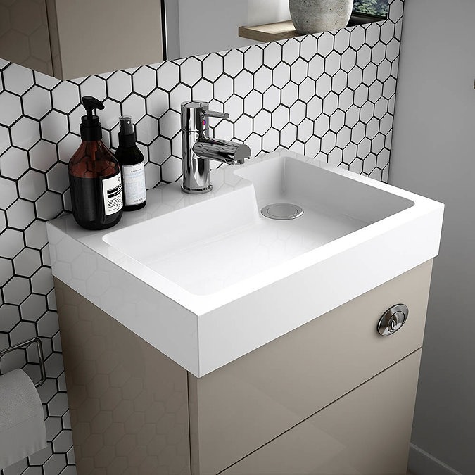 Brooklyn 500mm White Gloss 2-In-1 Combined Wash Basin & Toilet - Image 2
