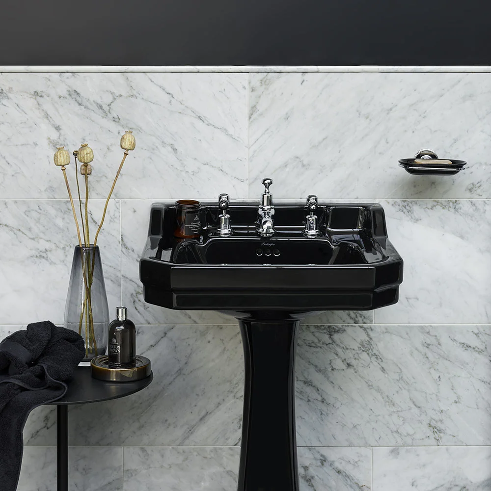 Burlington Jet Black Edwardian 56cm Basin with Standard Pedestal - Image 2