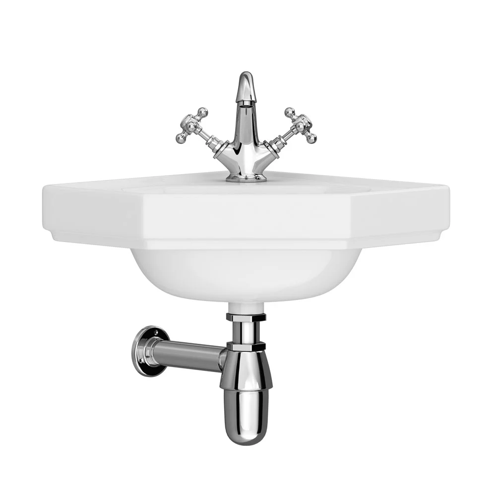 Keswick Traditional Corner Cloakroom Basin 1TH - 420 x 450mm - Image 3