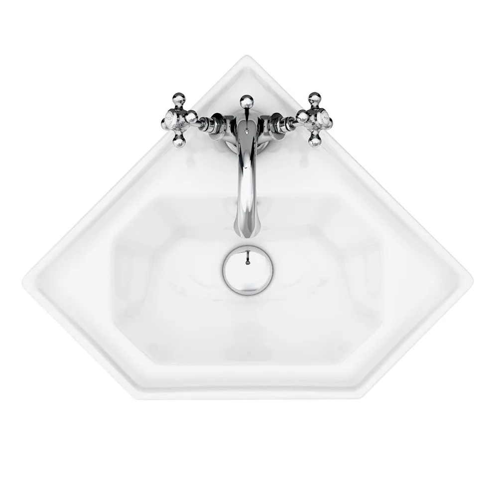 Keswick Traditional Corner Cloakroom Basin 1TH - 420 x 450mm - Image 2