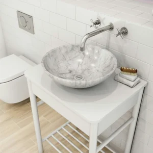 Mode Hale 430mm Countertop Basin - White & Grey Marble