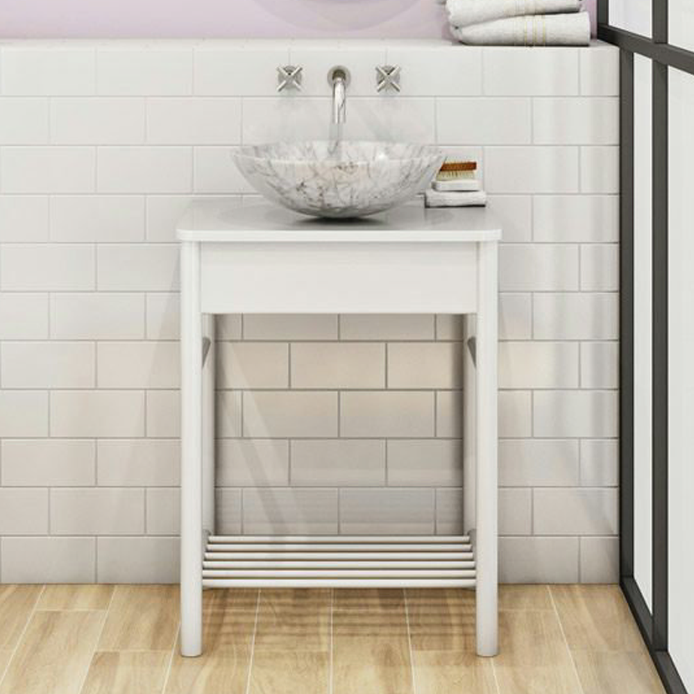 Mode Hale 430mm Countertop Basin - White & Grey Marble - Image 6