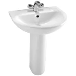 VitrA Milton Basin and Pedestal 57cm Wide - 2 Tap Hole