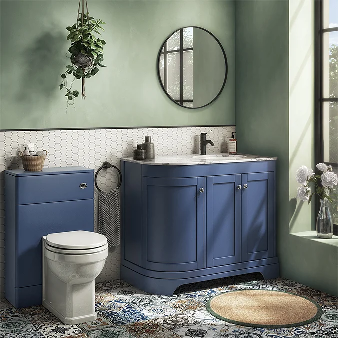 Period Bathroom Co. 500mm Cobalt Blue Toilet Unit with Cistern + Traditional Pan - Image 3