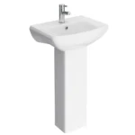 Nuie Asselby Cloakroom Basin 1TH with Pedestal (500 x 375mm)