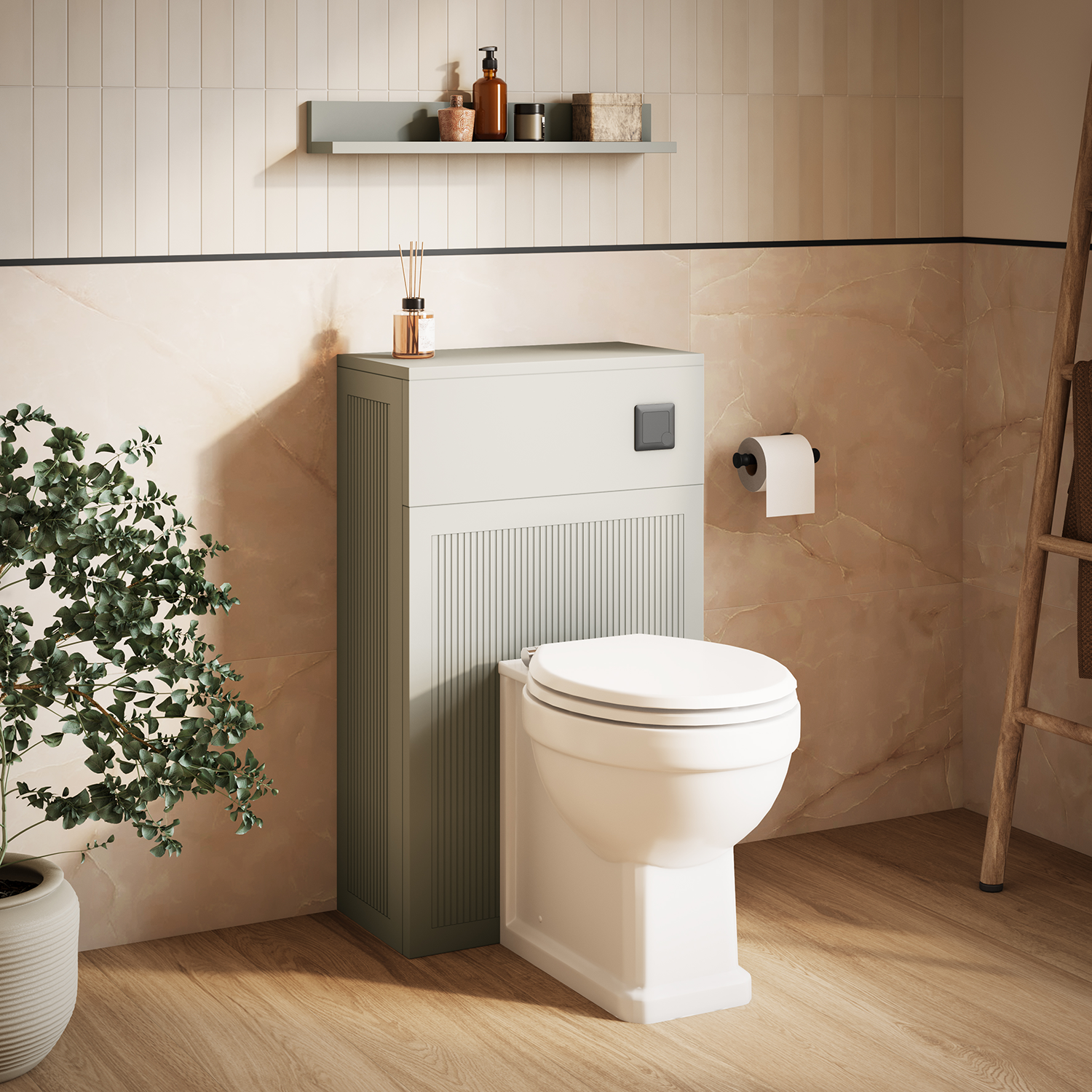 Padstow Slatted WC Toilet Unit - Satin Grey (Unit Only) - Image 4