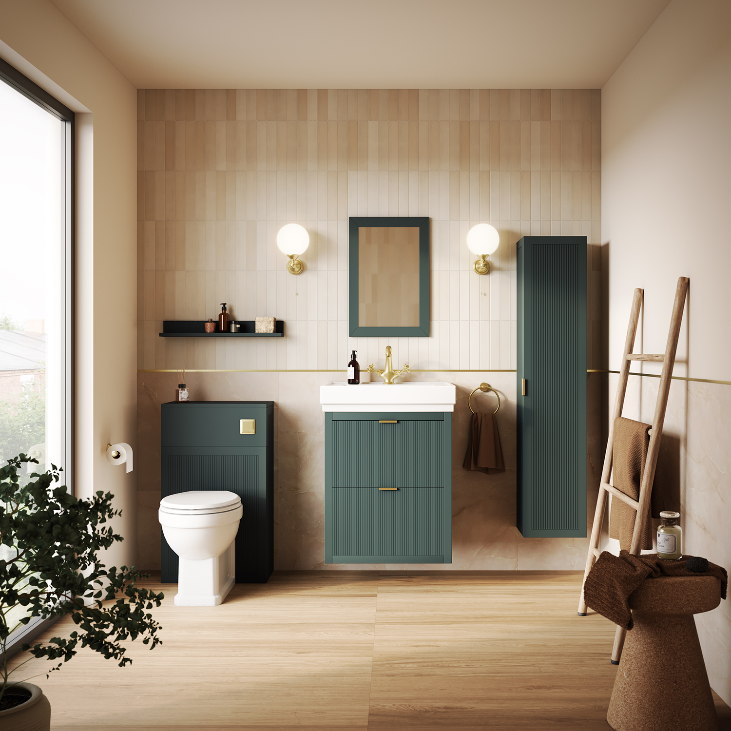 Padstow Slatted WC Toilet Unit - Satin Green (Unit Only) - Image 5