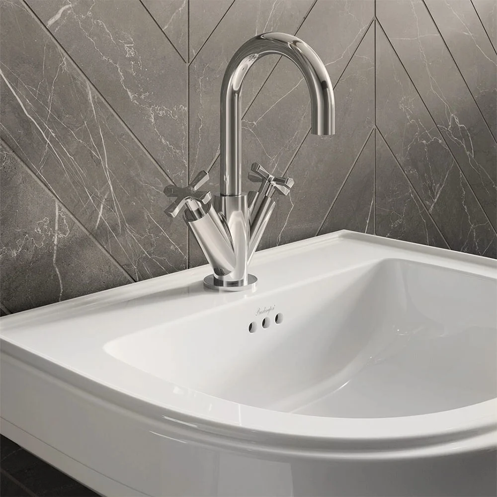 Burlington Riviera 580mm D-Shape Basin + Full Pedestal - Image 3