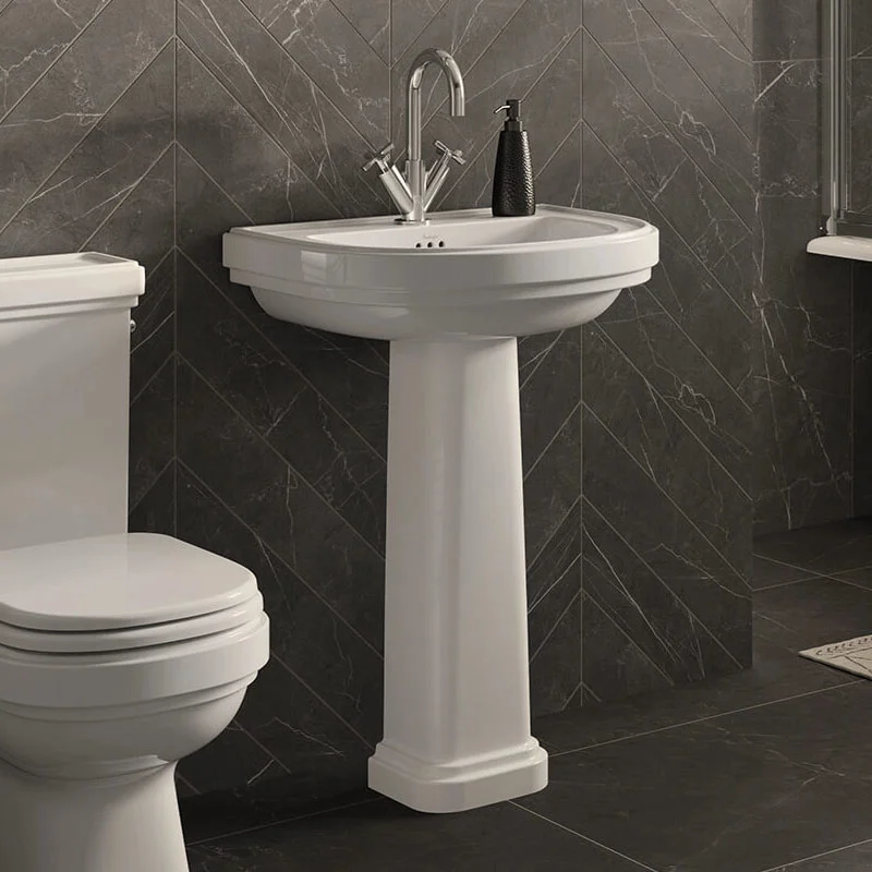 Burlington Riviera 650mm D-Shape Basin + Full Pedestal