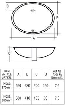 RAK - Rosa Under Counter Wash Basin - Image 3