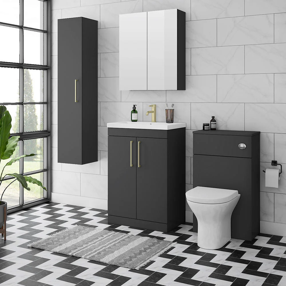 Arezzo 500 Matt Black WC Unit with Cistern + Modern Pan - Image 2